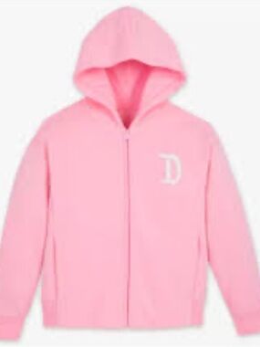 Disneyland Pink Zip-Up Hooded Sweatshirt with D Logo - 4T